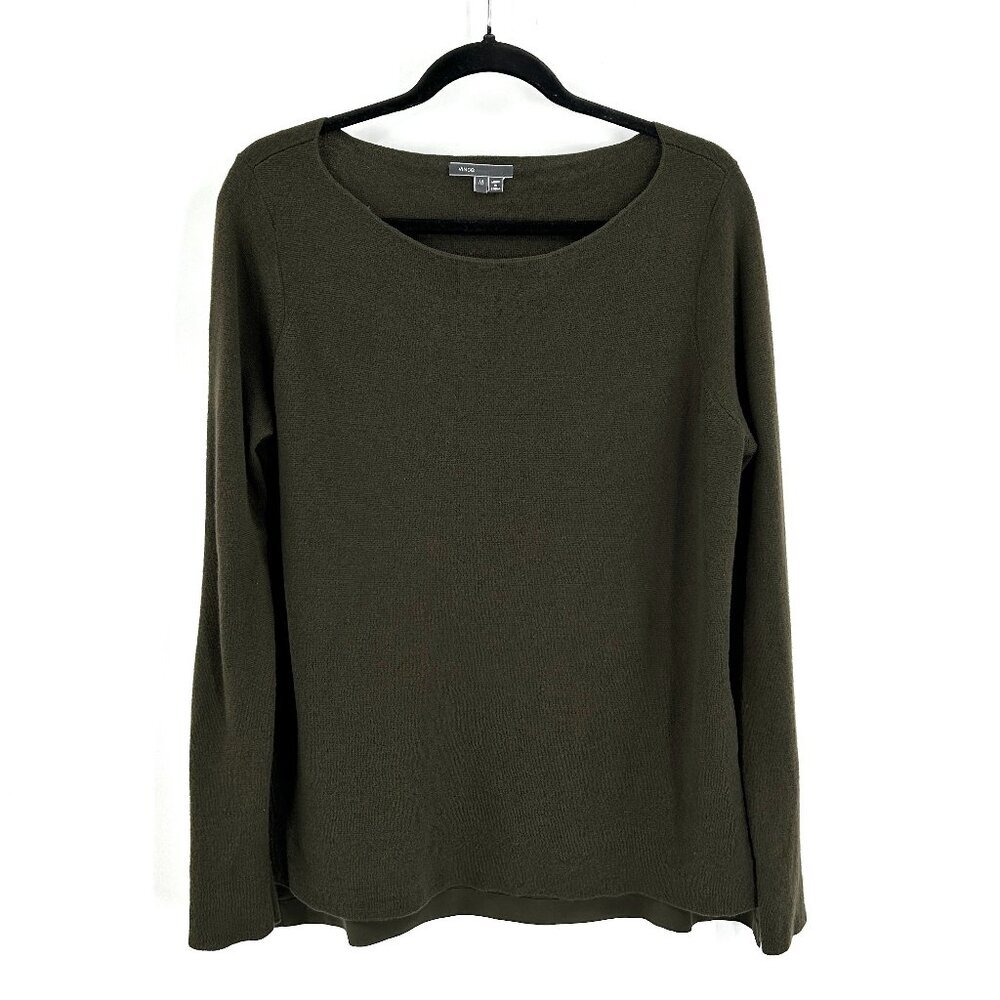 Vince Olive Green Long Sleeve Scoop Neck Top